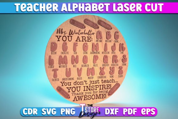 Teacher Alphabet Laser Cut SVG: A Graphics Asset for Crafts and Content Creators