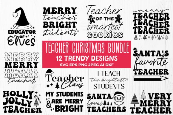 Teacher Christmas Bundle SVG: A Fun Graphic Design Asset for Crafty Marketers