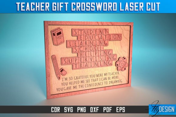 Teacher Gift Crossword Laser Cut SVG for Crafts and Graphics