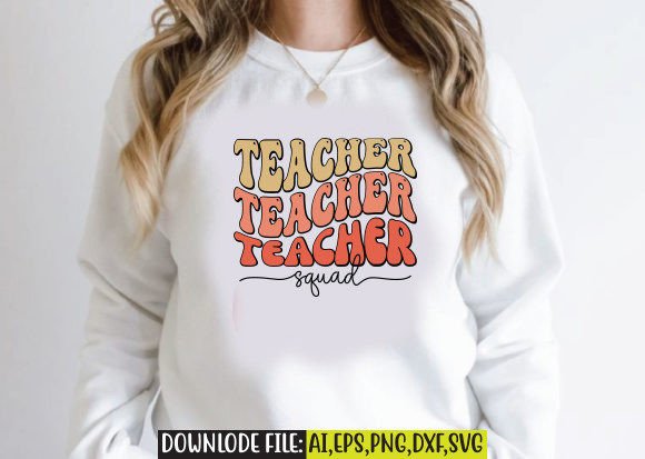 Teacher Squad Retro Design: A Graphic Asset for Crafts and Merch