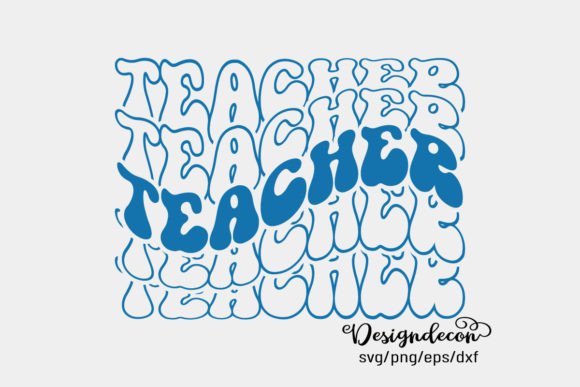 Teacher Word Mirrored Text Retro SVG for Crafts & Graphics